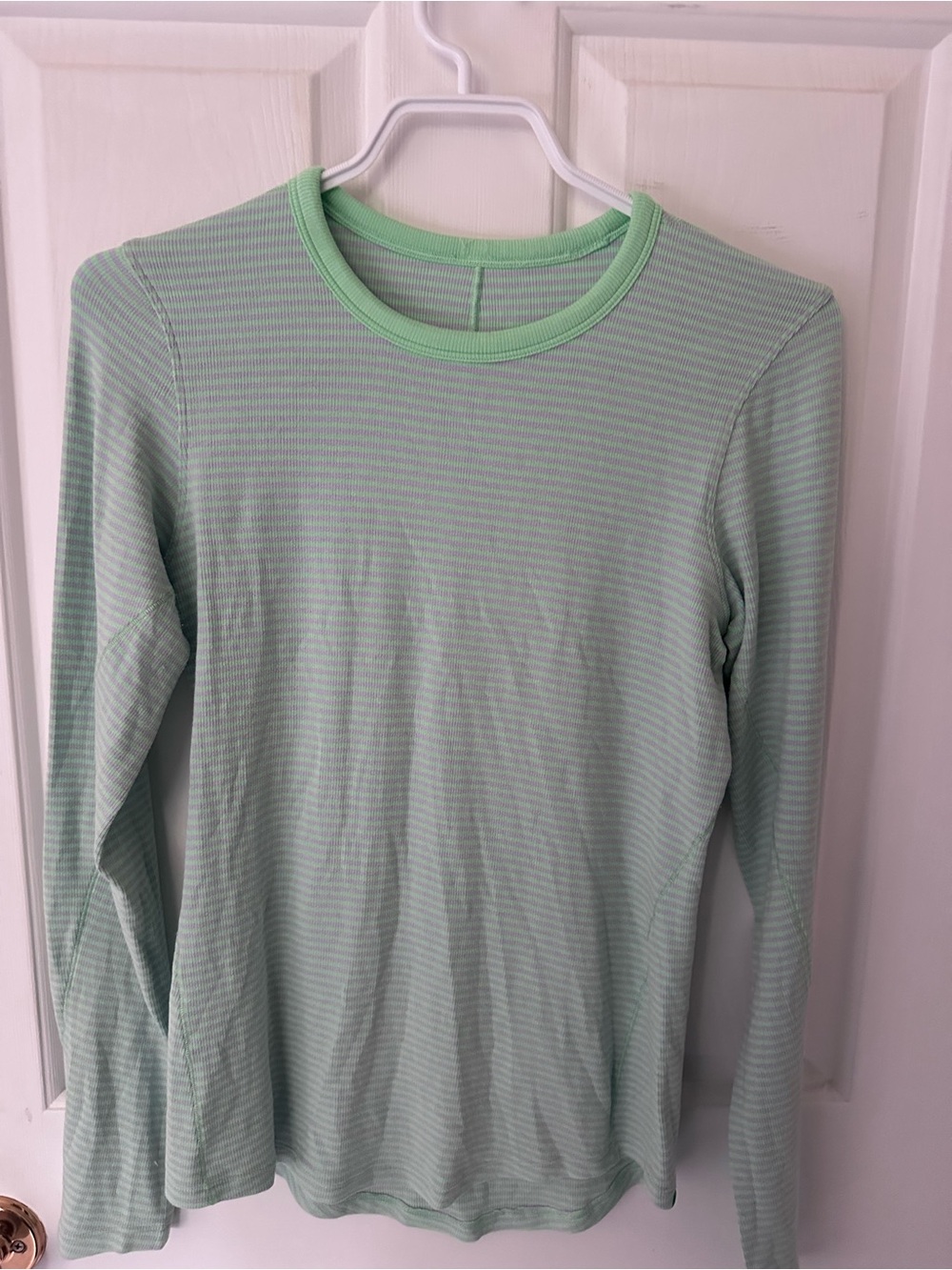 lululemon athletica Mint Green and Lavender Striped Long Sleeve Top